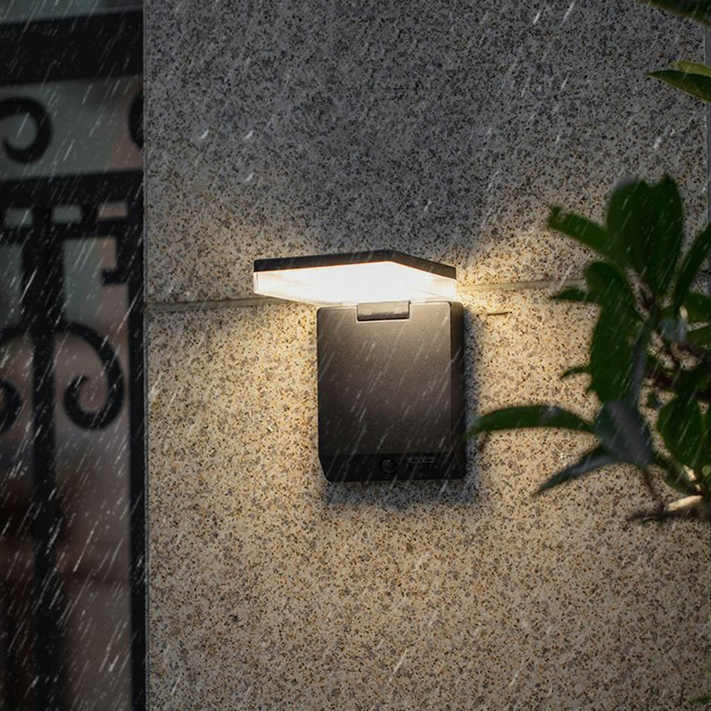 Zibekun Modern Minimalist Right-Angle Sensor Solar Waterproof Outdoor Wall Lamp, Black