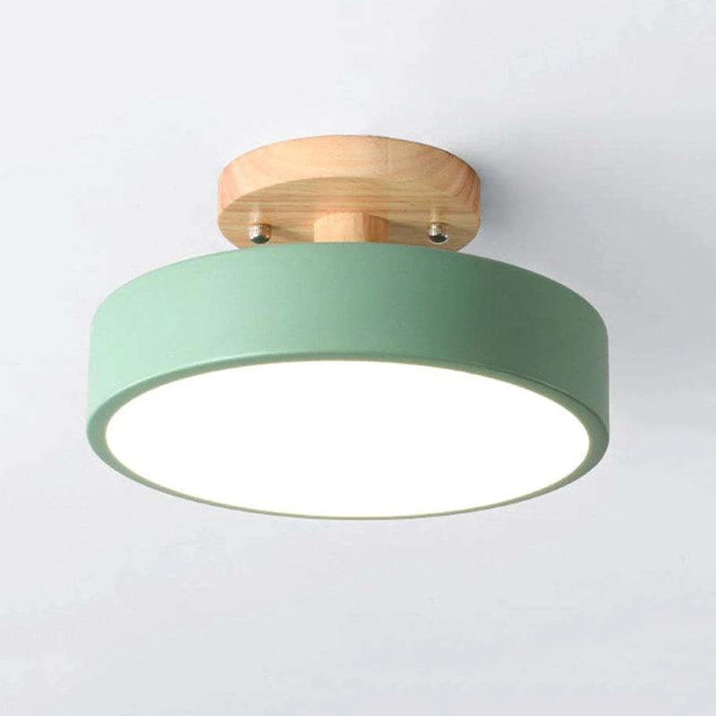 Zera Round LED Flush Mount Ceiling Light Modern Wood Colorful-Neutral Decor