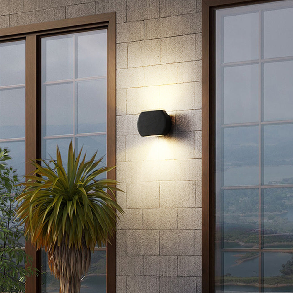 Detamat Minimalist Geometric Metal Outdoor Wall Lamp, Black/Grey