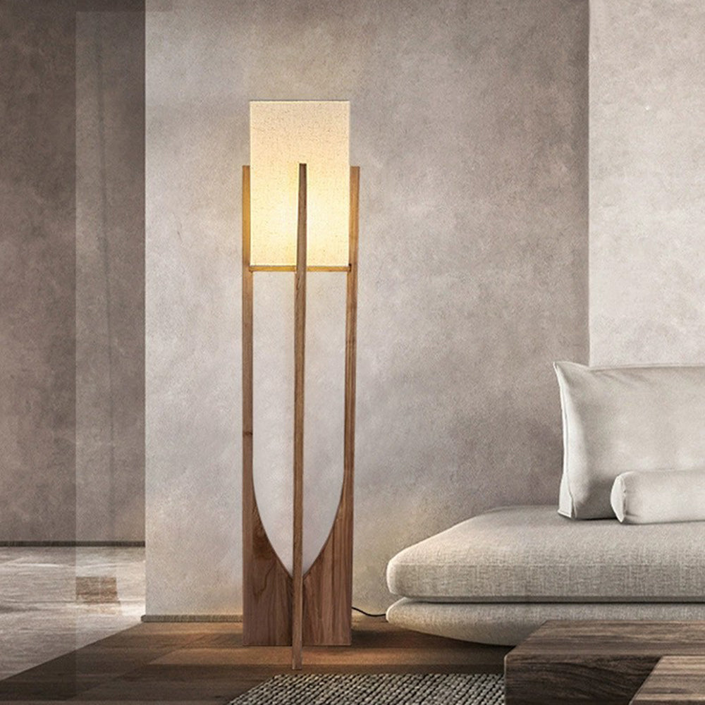 Devonas Natural Rectangular Wood/Fabric Floor Lamp