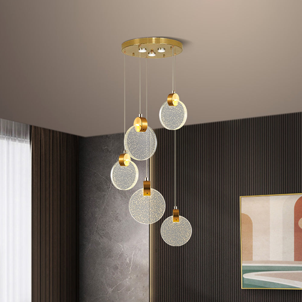 Devikir Luxury Circular Ripple Round Crystal Golden Chandelier