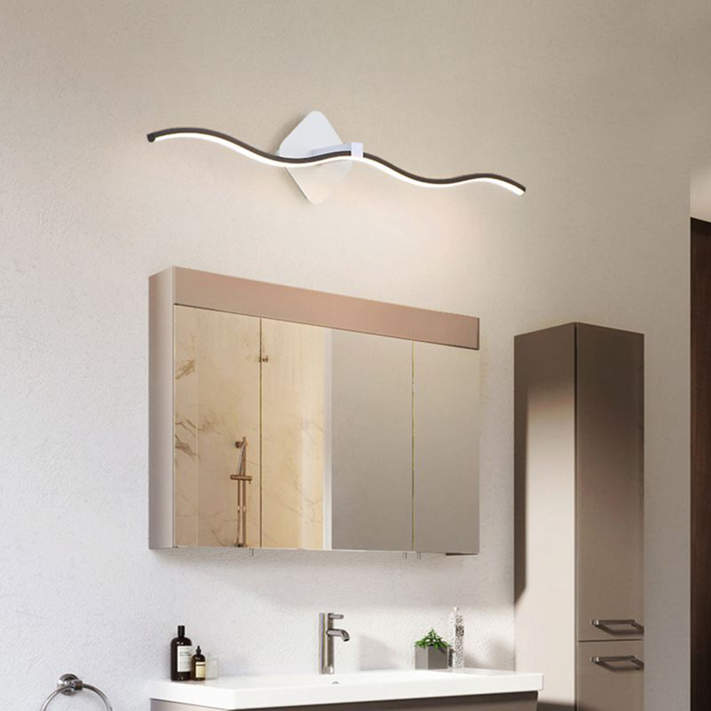 Begilal Minimalist Wave Linear Metal Wall Lamp, Black/White