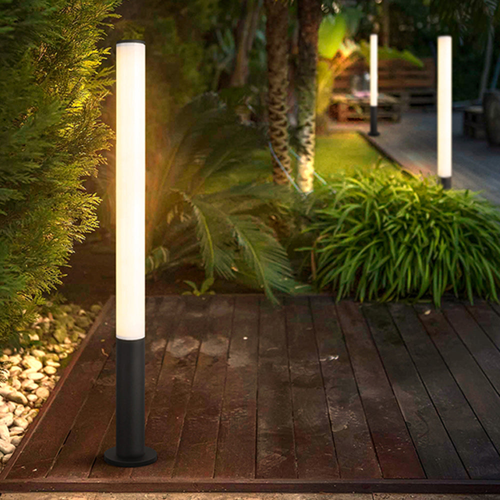 Fesunon Minimalist Cylindrical Outdoor Ground Ligh, Black