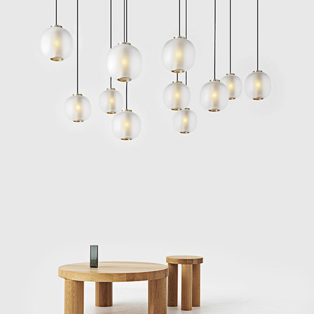 Mitebod Frosted Glass Cylinder Pendant Light, Sandy White/Grey, Metal/Glass