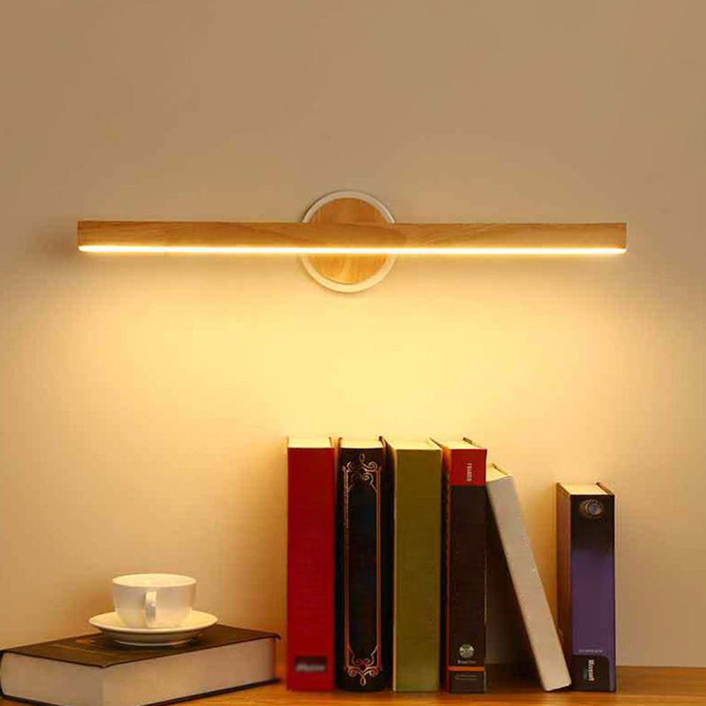 Savivol Modern Linear Wooden Mirror Front Vanity Wall Lamp