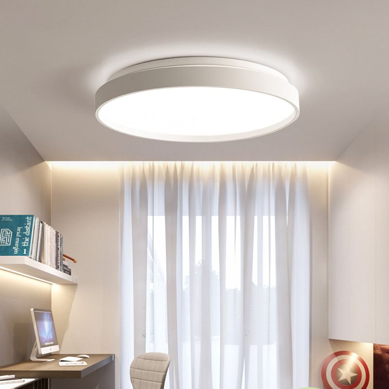 Zomilun Minimalist Round Metal/ Flush Mount Ceiling Light, White/Coffee/Grey/Gold