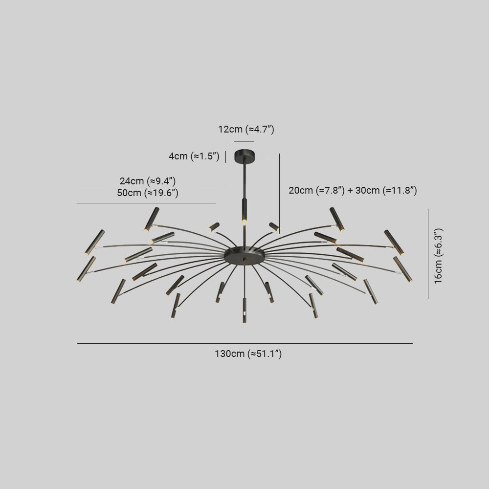 Pumapir Modern Blown Linear Metal Multi-heads Chandelier