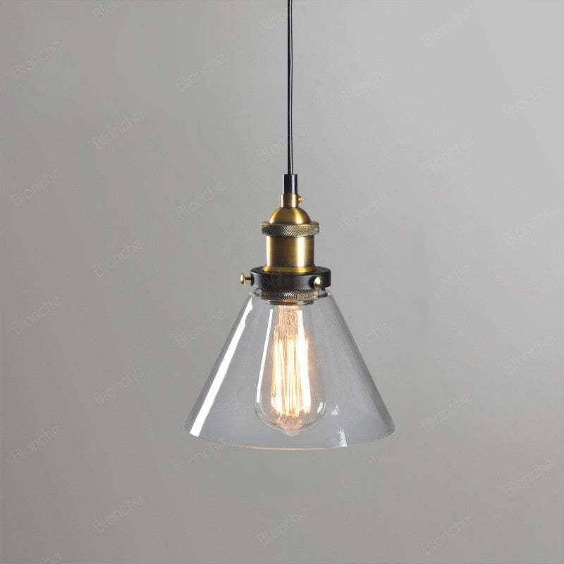 Teni Industrial Glass Pendant Light Clear/Amber/Smoke Grey-Neutral Decor