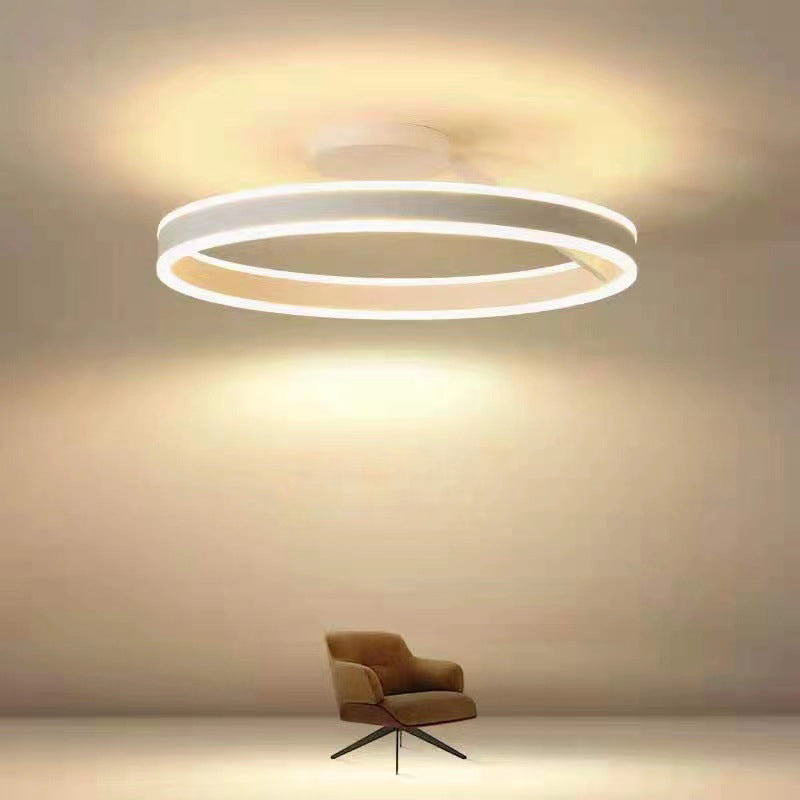Solinor Modern Circle Flush Mount Ceiling Light, Black & White-Neutral Decor