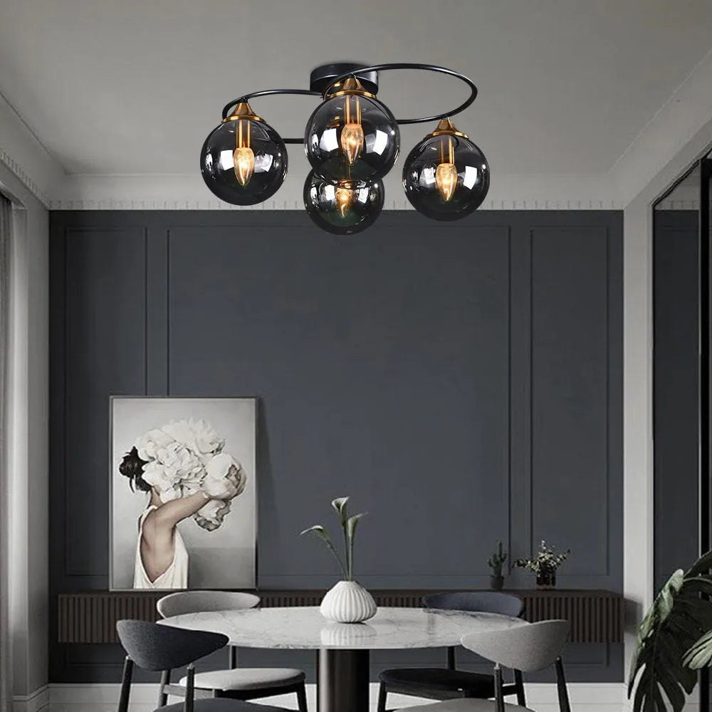 Vetidim Nordic Bubble Glass Ceiling Light, Gray/Amber