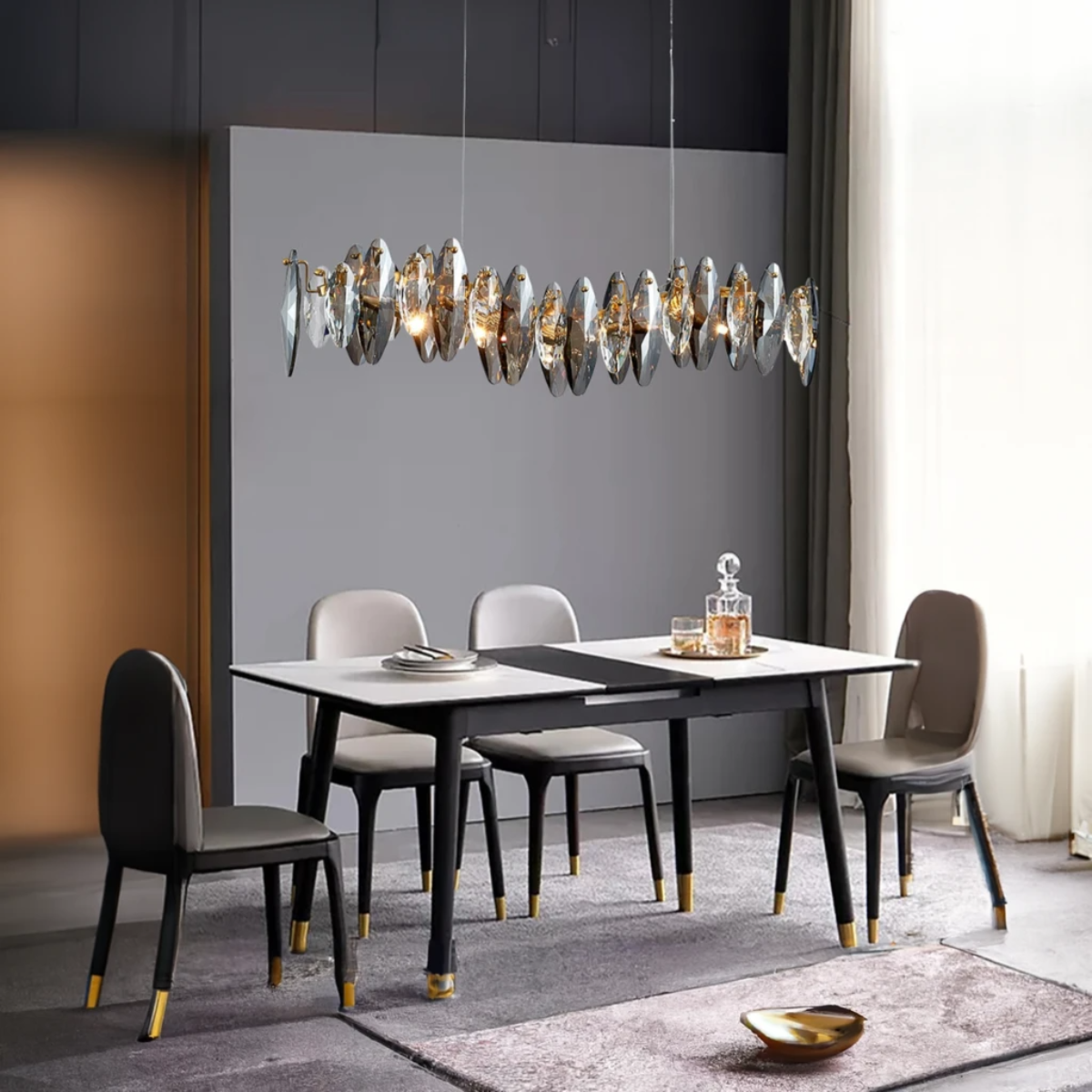 Keserir Luxurious Chandelier Crystals/Metal Gold Living Room