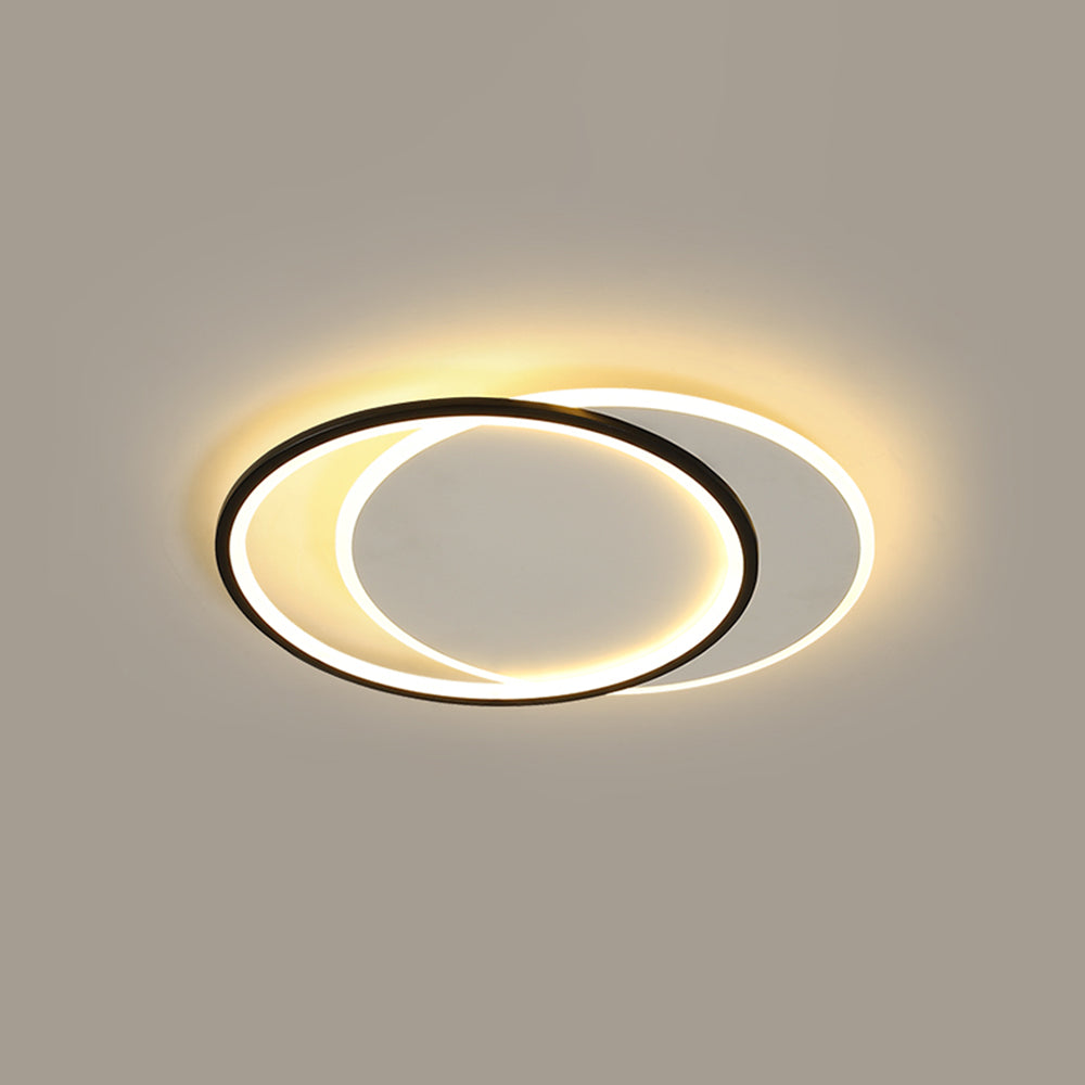 Mabugar Modern Square/ Round Flush Mount Ceiling Light, Black with White