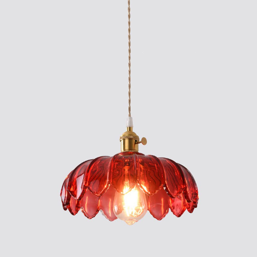 Rumibamo Retro LED Pendant Light Colourful Glass/Metal Flower Dining Room