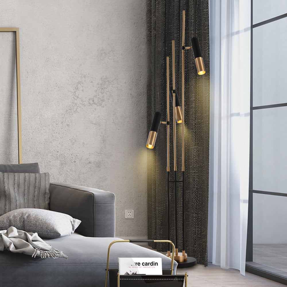 Fegised Modern Tall Metal 3 Bulb Floor Lamp, Black
