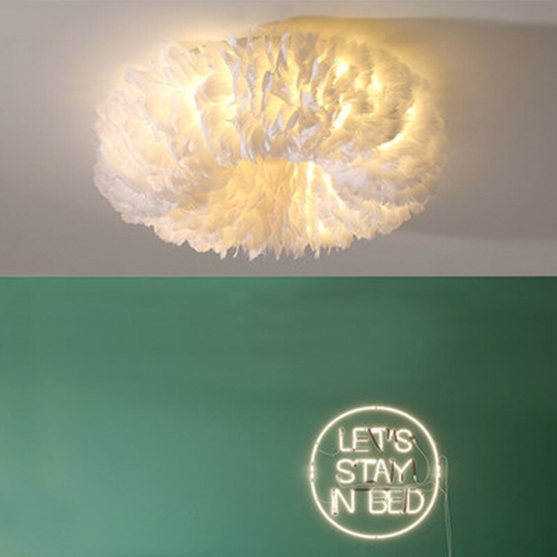 Velix Swan Feather Round Ceiling Light-Neutral Decor