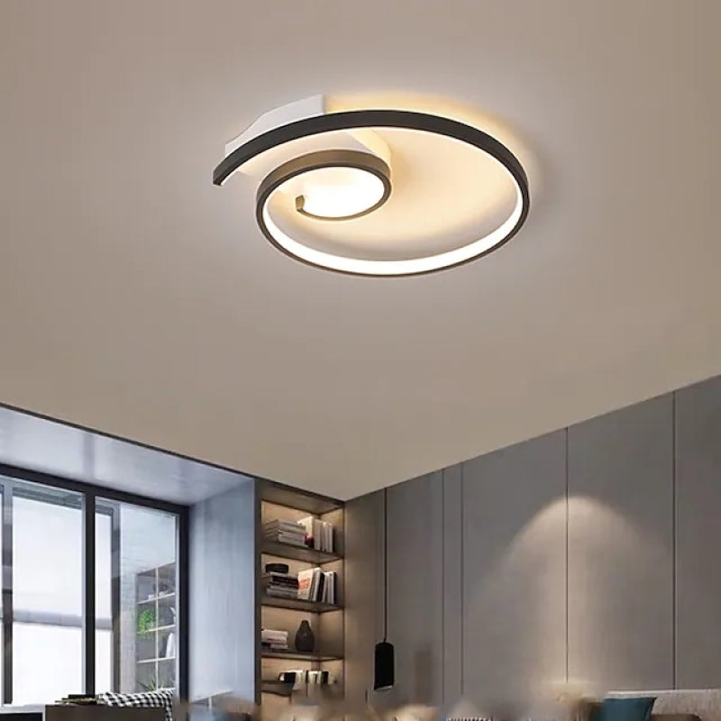 Kumitak Modern Spiral Shaped Metal Ceiling Light, Black/White