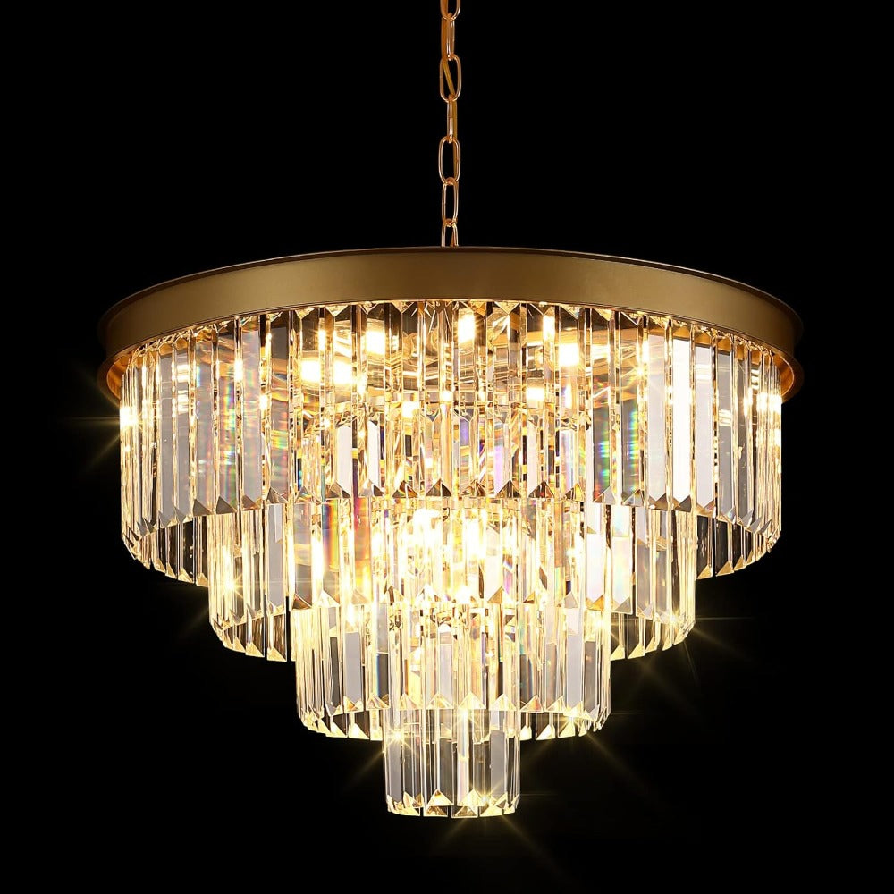 Cugimak Modern LED Decorative Luxury Pendant Light Crystal Metal Black/Gold Ring Bedroom/Living Room