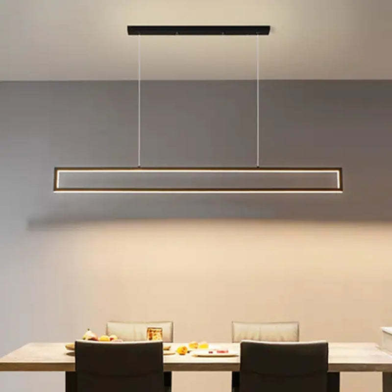 Gesurar Modern Metal Vertical Rectangular Pendant Light, Black