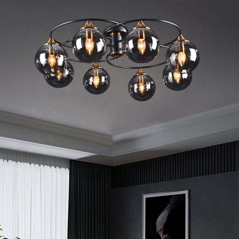 Vetidim Nordic Bubble Glass Ceiling Light, Gray/Amber