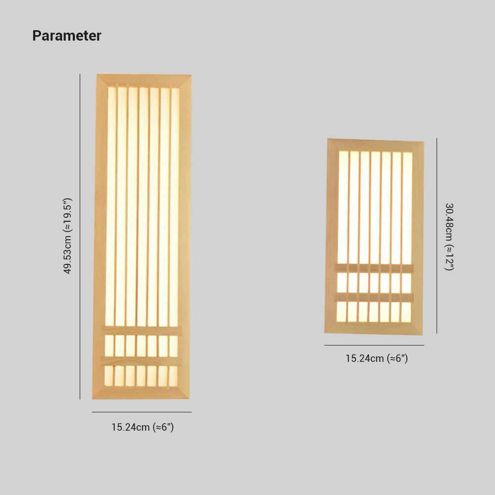 Jagegok Wall Lamp Rectangular Rustic, Wood/, Log Color, Bedroom