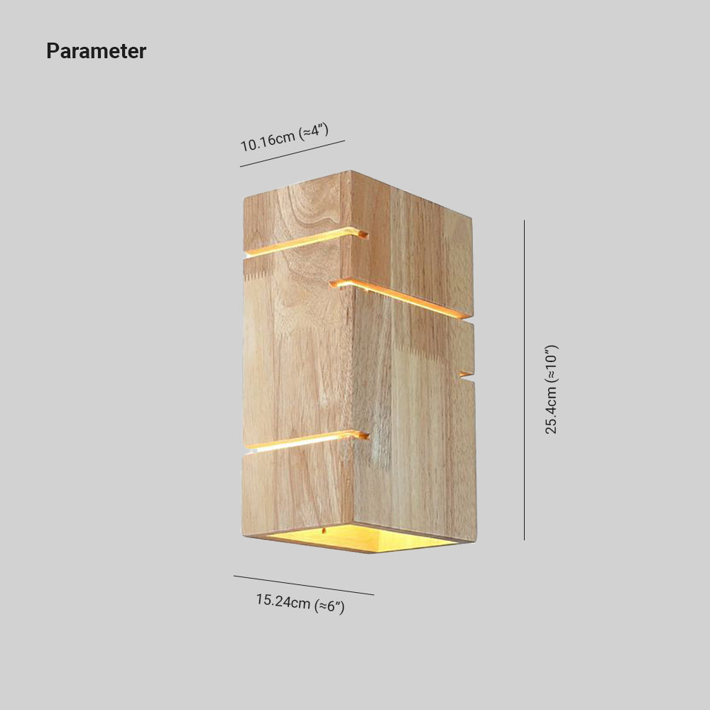 Vitikot Wall Lamp Rectangular Minimalist, Mounted Bedside, Wood, Bedroom