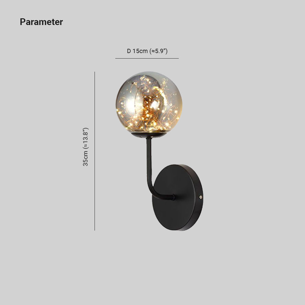 Godopin Wall Lamp Starry Globe Art Deco, Black/Gold, Bedroom