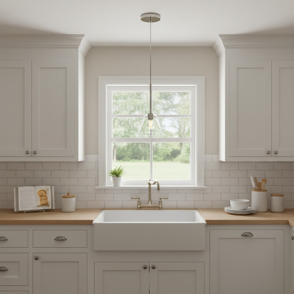 Cone Milk Clear Glass Cone Pendant Light for Kitchen