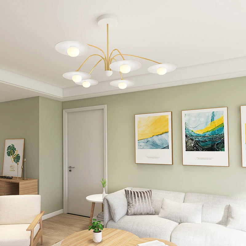 Sikenas Minimalist Blown Metal Pendant Light, White/Gold