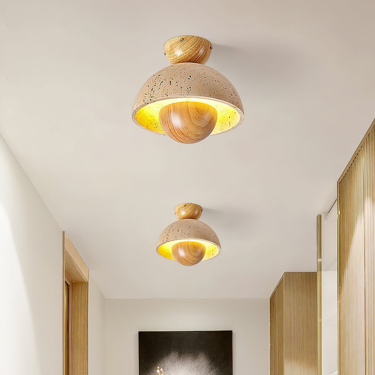 Tavivel Travertine Wood Ceiling Light
