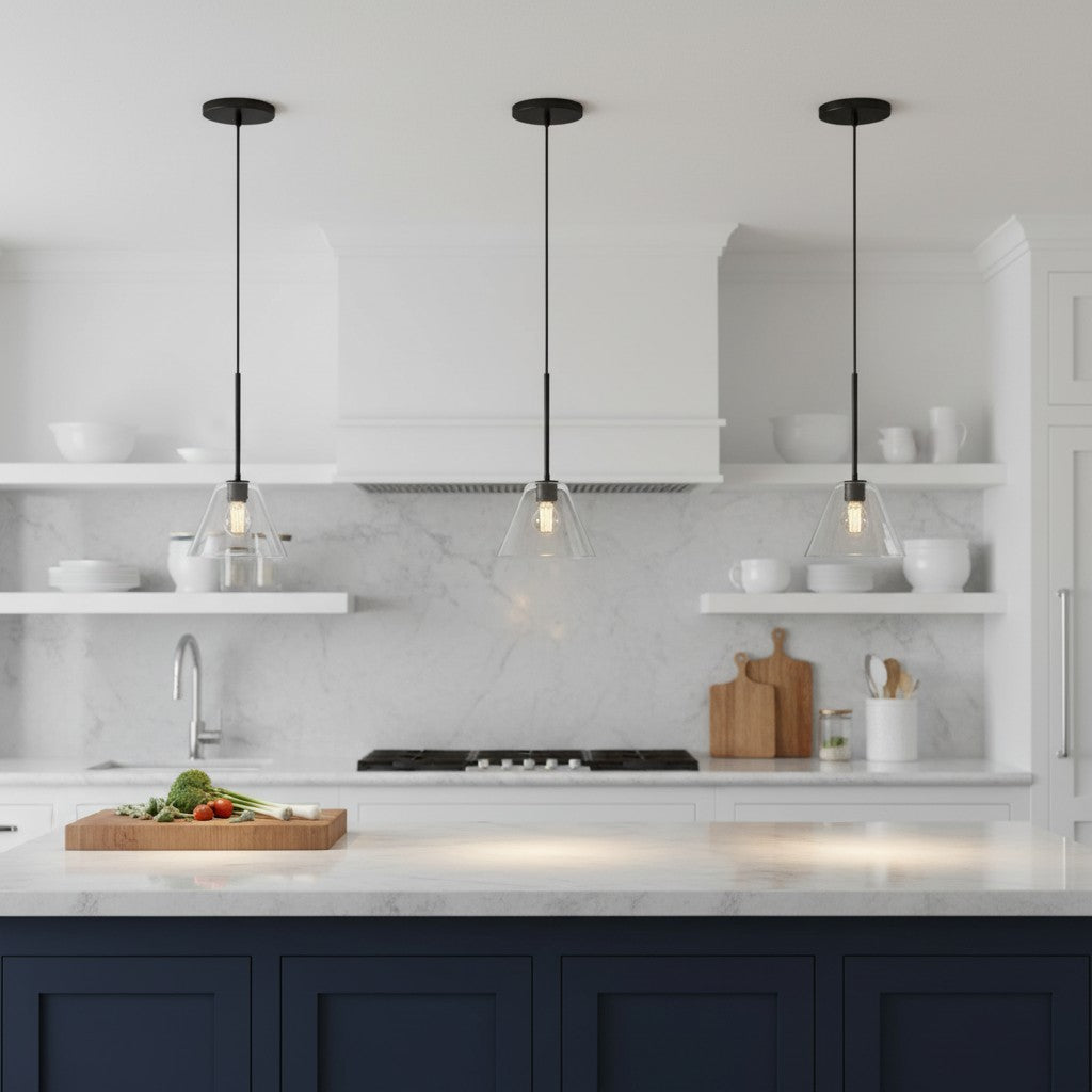 Cone Milk Clear Glass Cone Pendant Light for Kitchen