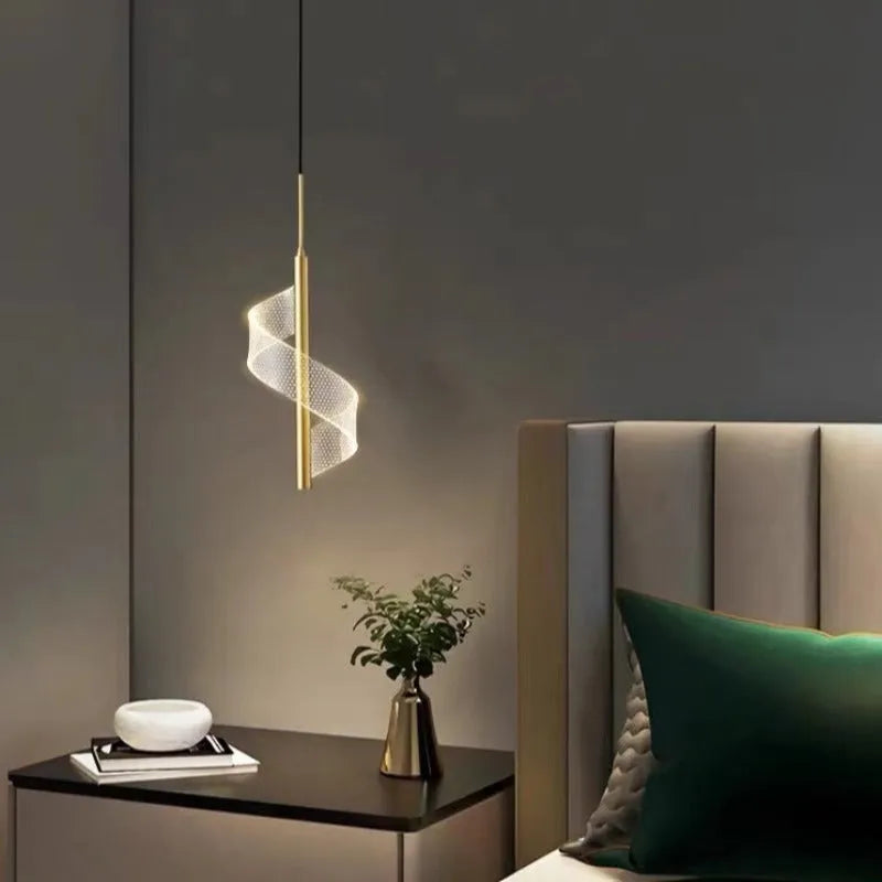Alven Vintage Golden Ribbon Pendant Light, /-Neutral Decor