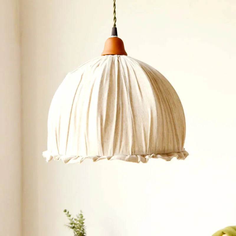 Teo Vintage Pendant Light Beige, Fabric-Neutral Decor