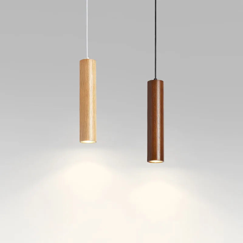 Husedes Cylindrical Wood Pendant Light, for Bedroom & Kitchen Island
