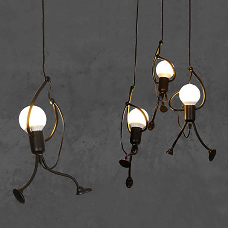 Esi Retro Modern Iron Man Pendant Light, Black-Neutral Decor