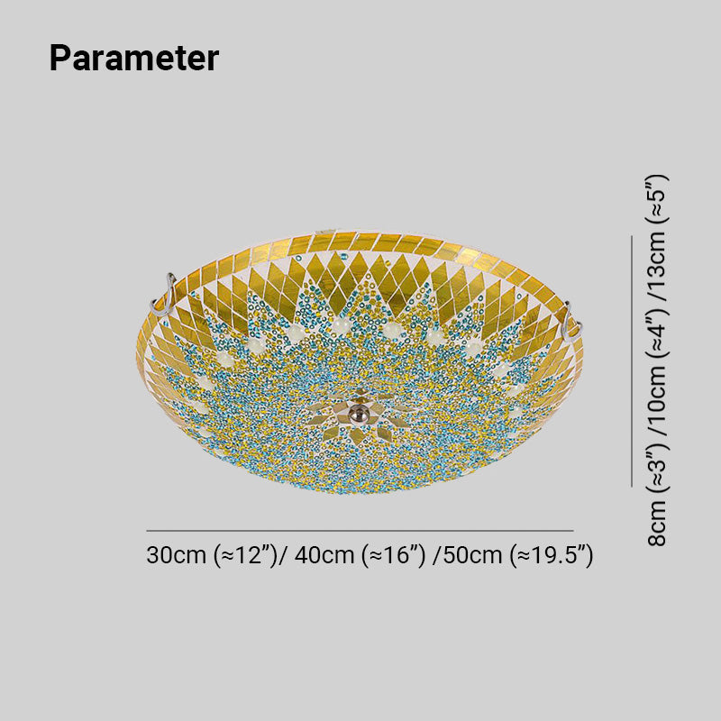 Dimoler Modern Mediterranean Glass Flush Mount Ceiling Light Blue/Yellow/White
