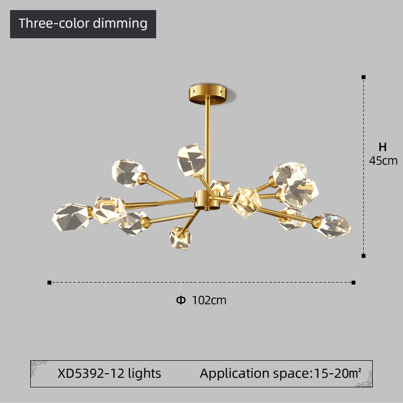Degulak Luxurious Crystal Chandelier Living Room Golden