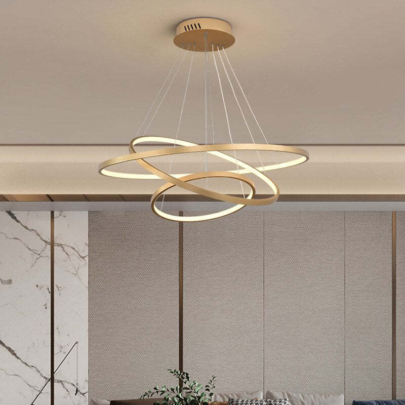 Toriq Pendant Light, Inner Ring Illuminated, White/Black/Gold-Neutral Decor