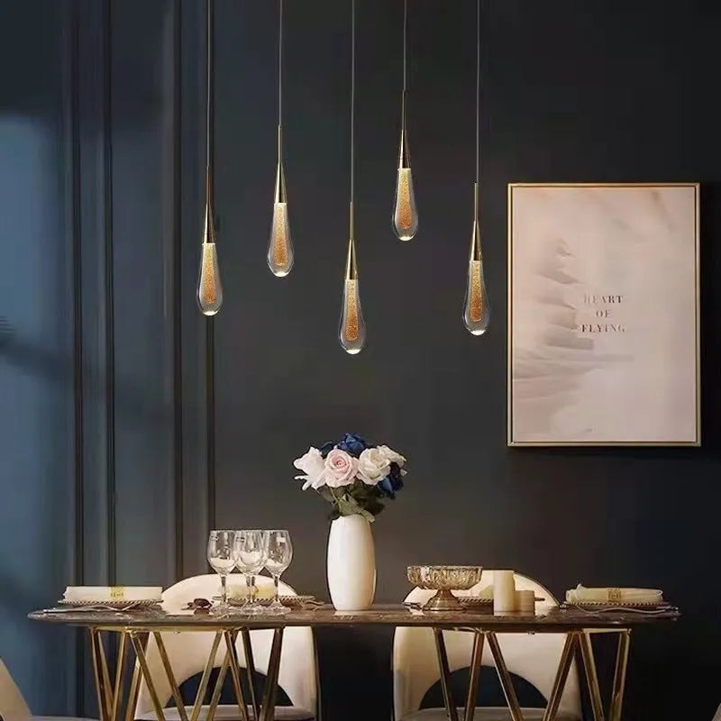 Eloria Pendant Light Crystal Glass Droplet Gold-Neutral Decor