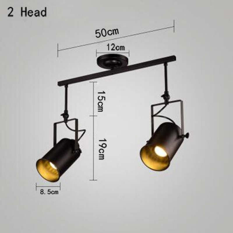 Tudelir Vintage Adjustable Semi-Flush Mount Ceiling Light, Black