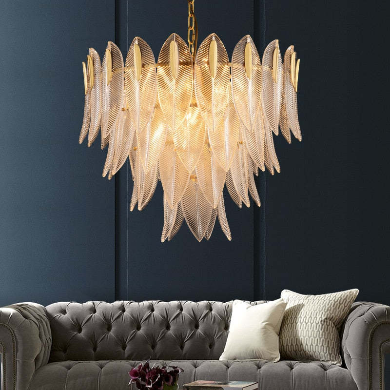 Kudalar Modern Gold Feather Chandelier, 3 Style