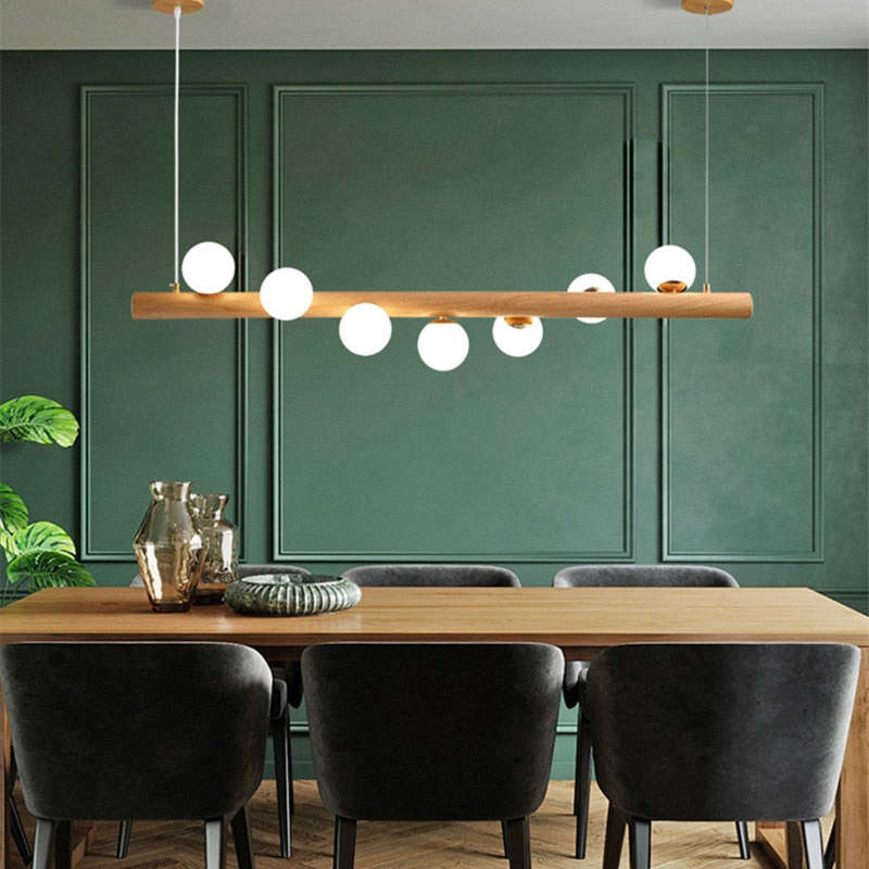 Taribid Glass Bubble Pendant Light Wood/Walnut