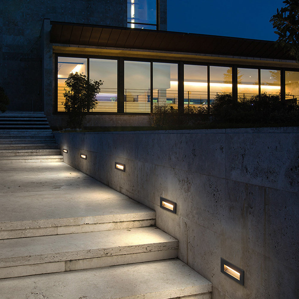 Calvorn Step Light Modern Rectangular Black Outdoor-Neutral Decor