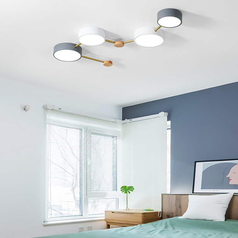 Wekabilu Modern LED Ceiling Light Log Living Room Bedroom White Grey
