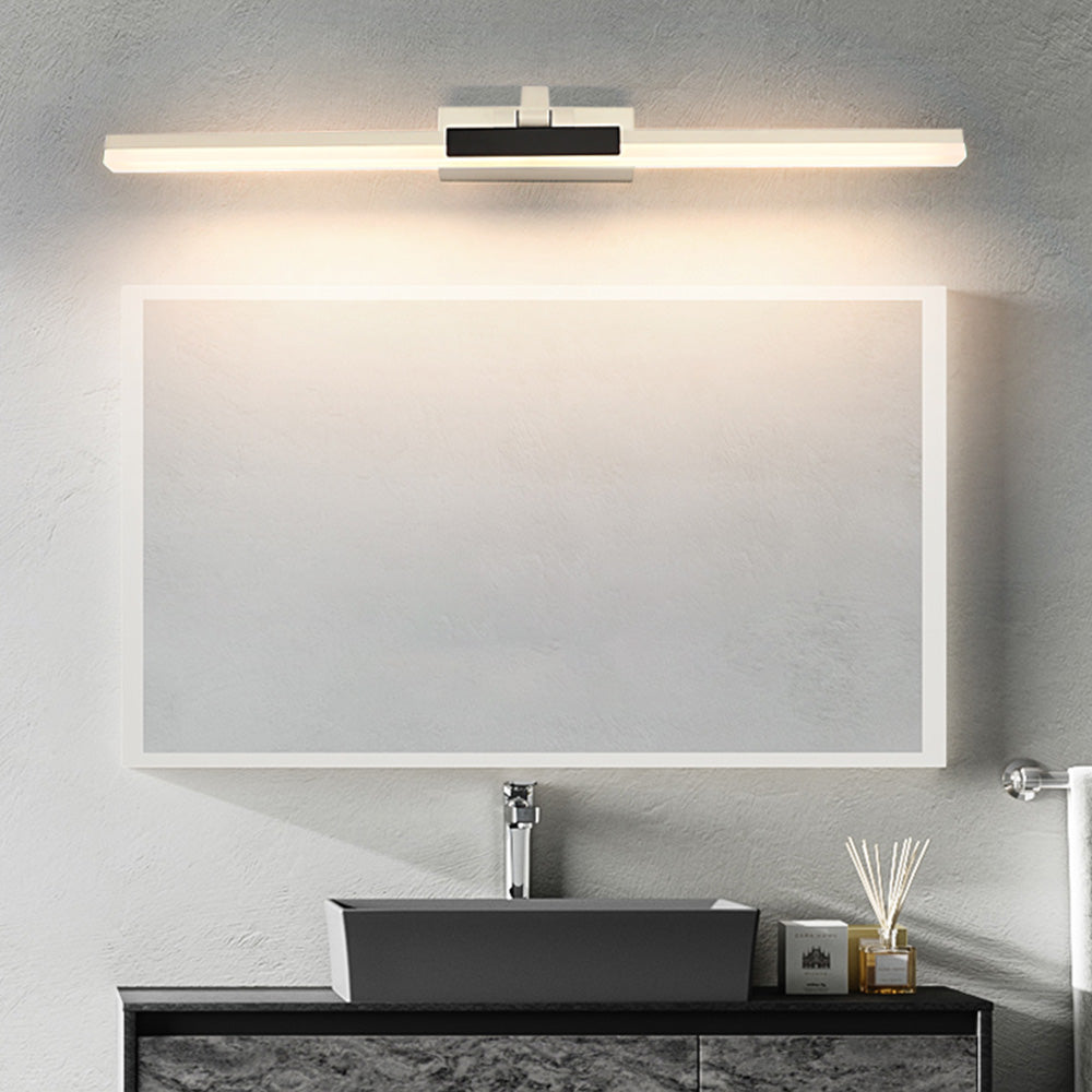 Homemil Modern Linear Mirror Front Metal Vanity Wall Lamp, Black/White