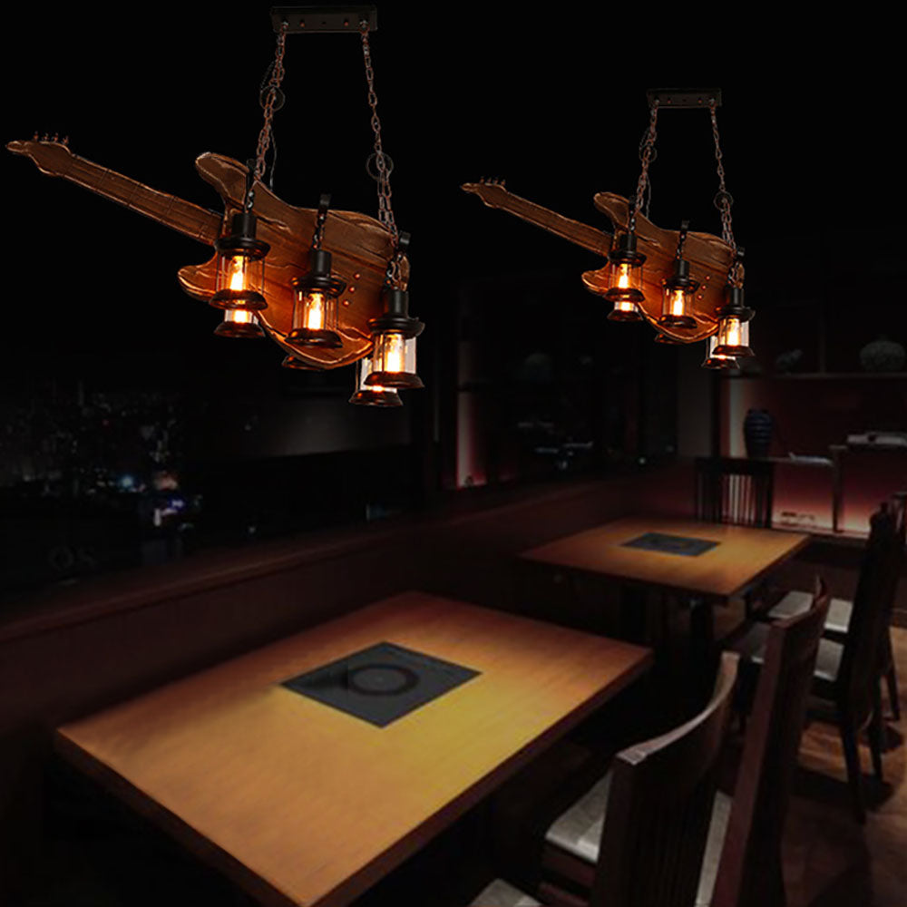 Zikukir Farmhouse Guitar Pendant Light, Metal/Wood, Walnut