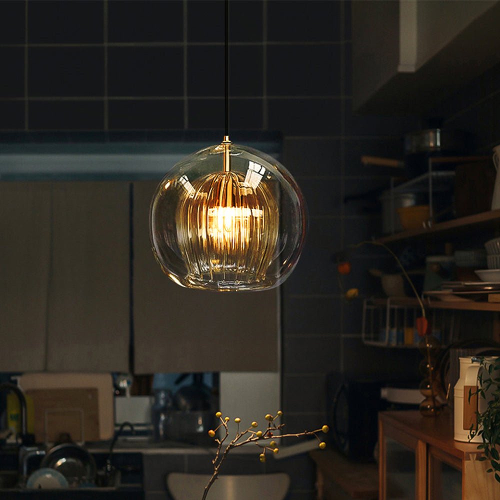 Althio Pendant Light Glass Globe Clear Amber-Neutral Decor