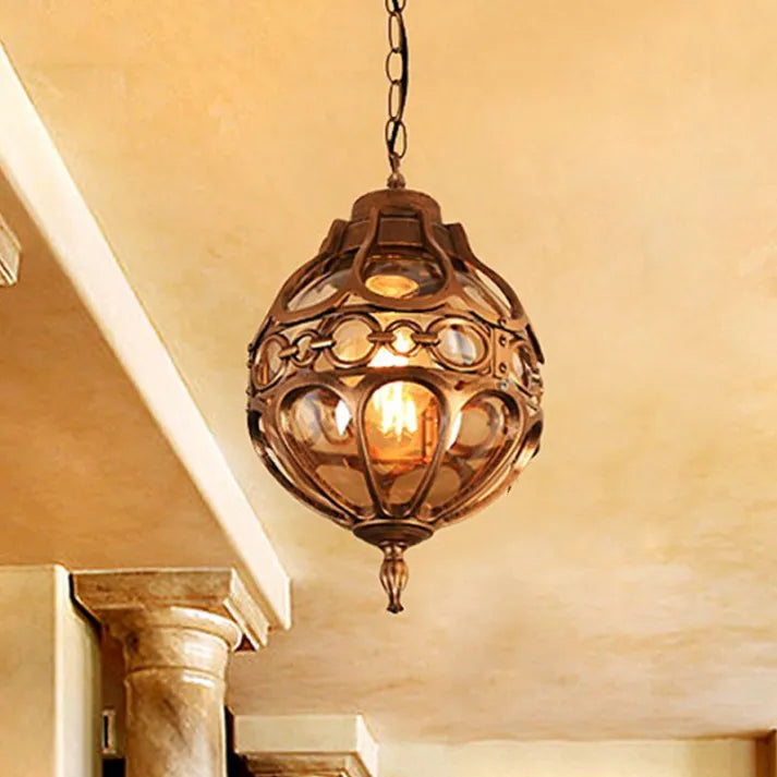 Mumakoke Loft Sphere Vintage Farmhouse Rustic Pendant Light Black/Bronze Dining Room