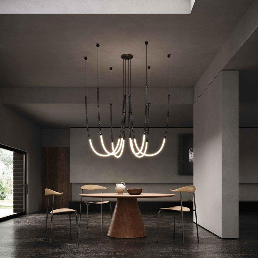 Gisakud Modern Linear Metal/Silicone Pendant Light, Black