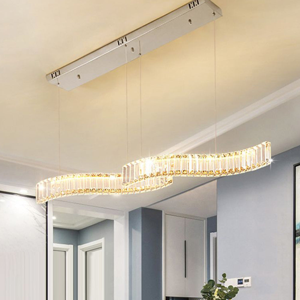 Kolotet Luxury Wave Crystal/Metal Pendant Light, Silver/Gold