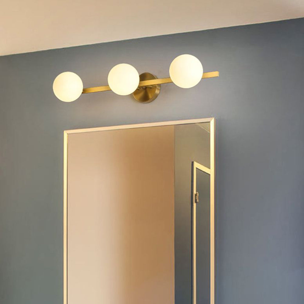Lomisek Retro Globe Linear Metal/Glass Wall Lamp, Gold, Bathroom